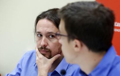 Iñigo Errejón, Pablo Iglesias y Juan Carlos Monedero, en los cursos de El Escorial