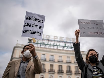Protesta en Madrid por la muerte de personas mayores en residencia durante la primera ola de Covid-19 (imagen de archivo)