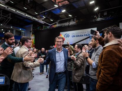 Alberto Núñez Feijóo, este sábado en un mitin del PP en Madrid.