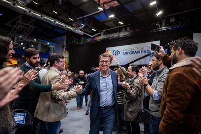 Alberto Núñez Feijóo, este sábado en un mitin del PP en Madrid.