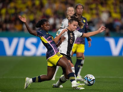 Linda Caicedo durante el partido entre Colombia y Alemania, en el Mundial de Australia y Nueva Zelanda.