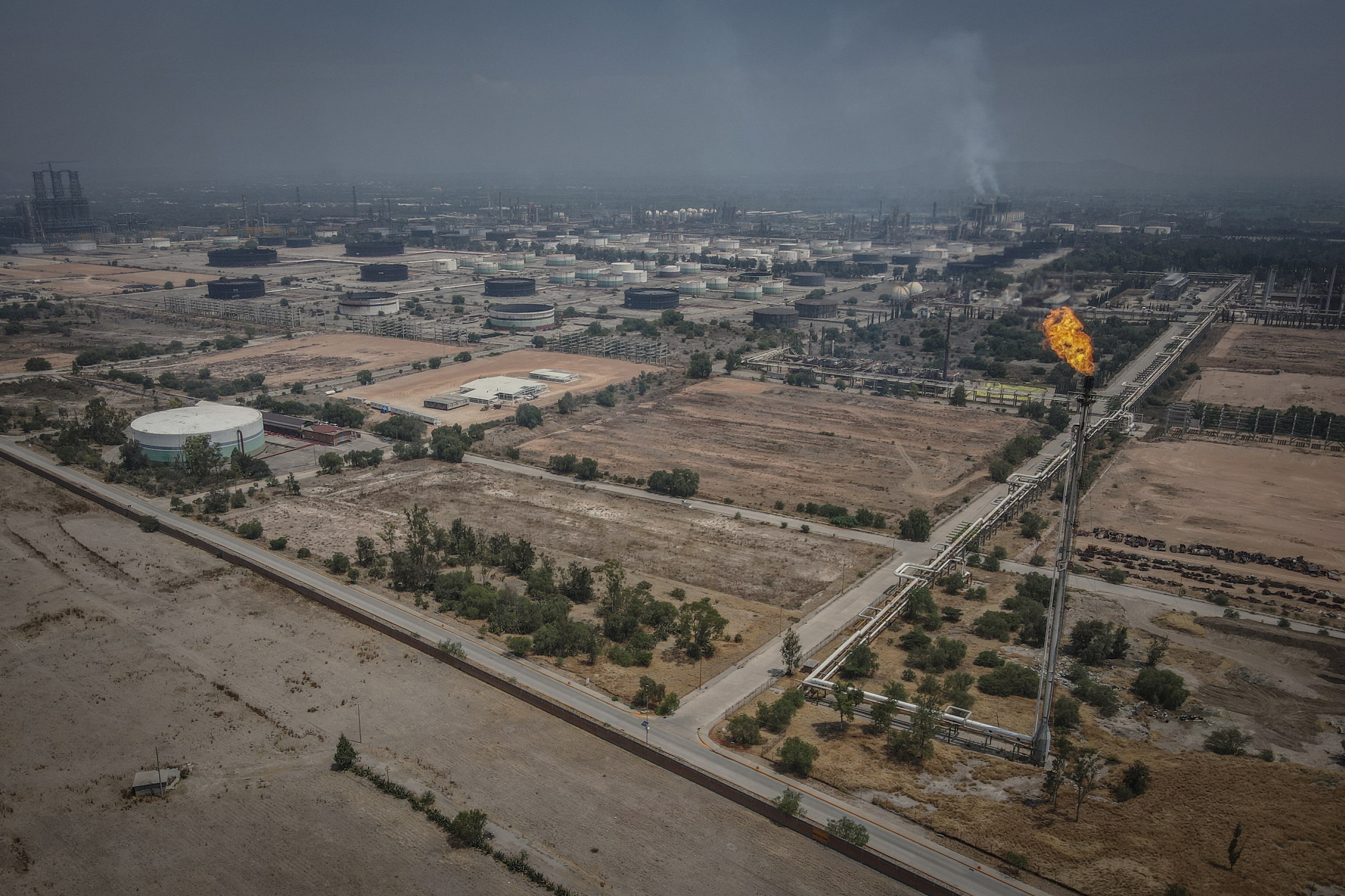 Vista aérea de la refinería Miguel Hidalgo, en Tula.