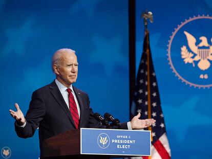 El presidente electo, Joe Biden, en Wilmington, este martes.