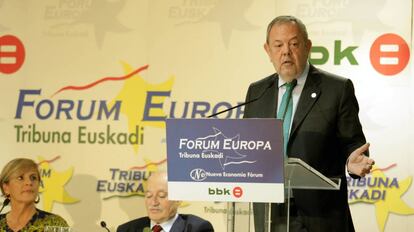 Pedro Azpiazu durante su intervención en el Forum Europa de Bilbao.