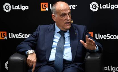 Javier Tebas habla en una conferencia en Madrid en septiembre.