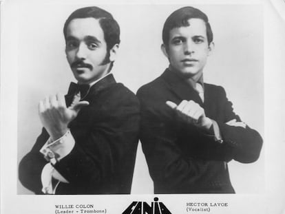 Willie Colon and Hector Lavoe, studio portrait, 1969.