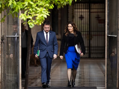 El presidente de la Generalitat, Pere Aragonès, y su vicepresidenta, Laura Vilagrà, en una imagen de archivo.