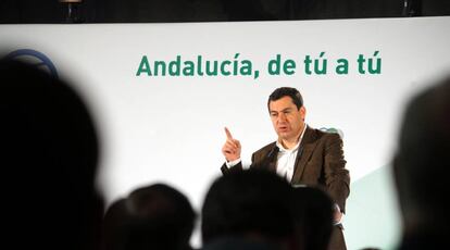 Juan Manuel Moreno, en la reunión del PP celebrada en Málaga.