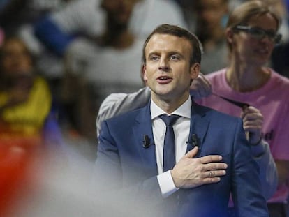 Emmanuel Macron en campa&ntilde;a en la ciudad de Lyon. 