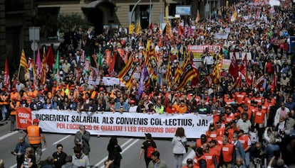 Manifestaci&oacute; del Primer de Maig a Barcelona.