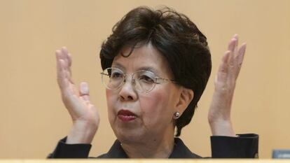 La directora de la Organizaci&oacute;n Mundial de la Salud (OMS), Margaret Chan, pronuncia un discurso durante la asamblea anual de la Organizaci&oacute;n Mundial de la Salud (OMS).