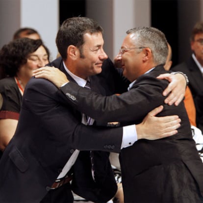 José Blanco y Tomás Gómez a la clausura del  XI Congreso del PSM, en septiembre de 2008