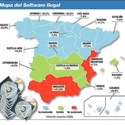 Microsoft ha analizado, región a región, cuántos establecimientos venden su 'software' de forma ilegal.