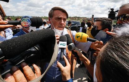 O presidente Jair Bolsonaro durante evento em Feira de Santana (BA), pouco antes de xingar uma repórter.