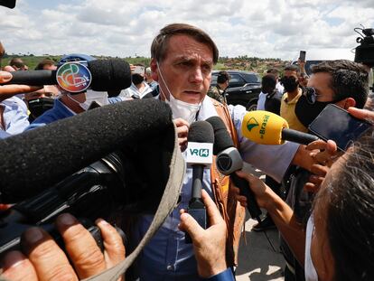 O presidente Jair Bolsonaro durante evento em Feira de Santana (BA), pouco antes de xingar uma repórter.