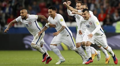 Los jugadores chilenos celebran el pase a la final