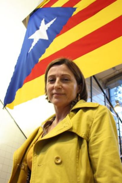 Carme Forcadell, durante la entrevista en Barcelona