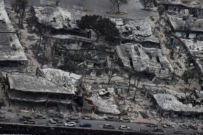 Views from the air of the community of Lahaina after wildfires driven by high winds burned across most of the town several days ago, in Lahaina, Maui, Hawaii, U.S. August 10, 2023.