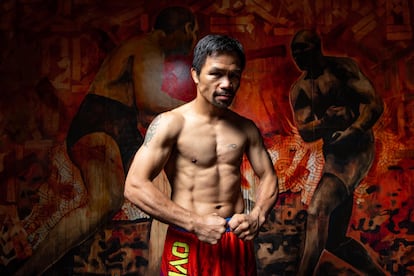 Manny Pacquiao posa en un gimnasio de Los Ángeles, el pasado mes de agosto.