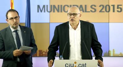 Els dirigents de CiU Llu&iacute;s Corominas i Ramon Espadaler.