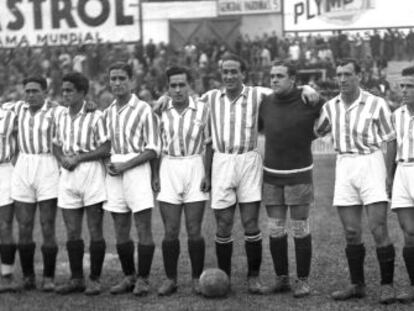 El equipo del Betis campeón de 1935. 