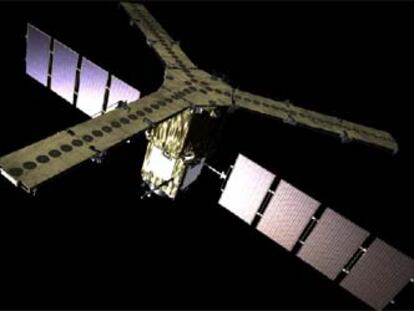 Representación gráfica del satélite <i>Smos </i>con el instrumento Miras.