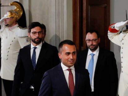 Luigi Di Maio depois de seu encontro com o presidente da República no Palácio do Quirinal.