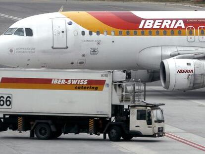 Vista de un avi&oacute;n de Iberia.