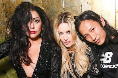 Lady Gaga, Madonna y Alexander Wang en una de las pocas fotos que tienen juntas.