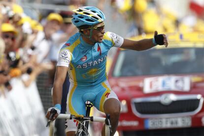 Contador, tras pasar por meta