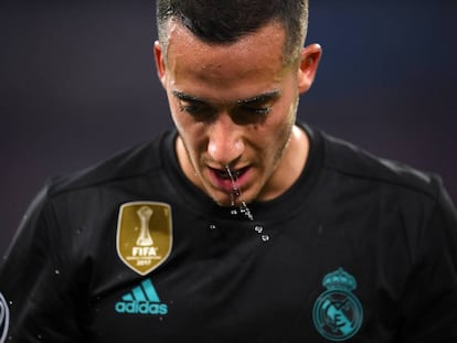 Lucas Vázquez, en el partido de ida contra el Bayern.