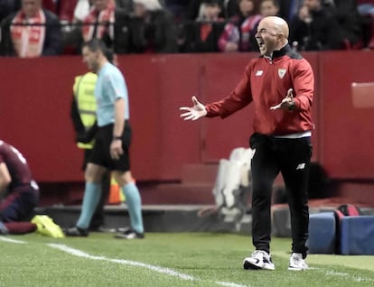 Jorge Sampaoli, durante el encuentro frente al Eibar en el Ram&oacute;n S&aacute;nchez Pizju&aacute;n.