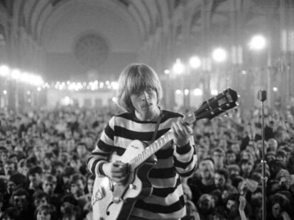 Brian Jones at a Rolling Stones concert in London in 1964.