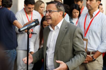 El secretario general del PSOE de Extremadura, Miguel Ángel Gallardo, este sábado en Madrid. 