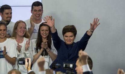 Beata Szydlo, la vencedora de las elecciones en Polonia, este domingo.