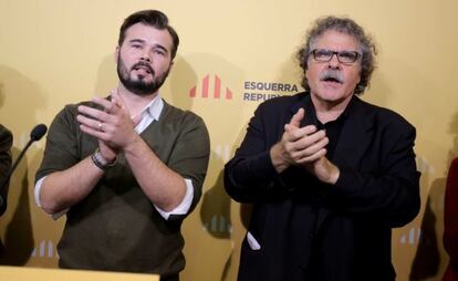 Gabriel Rufián y Joan Tarda, tras el Consejo Nacional.