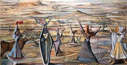 <i>Figuras con paisaje </i><b>(1960-1962),</b><i> </i>de Alberto Sánchez (Museo de Bellas Artes de Bilbao).