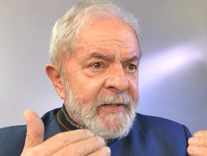 Lula da Silva, en un momento de la entrevista, este miércoles, en São Paulo.