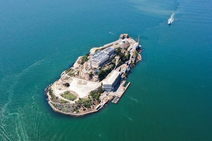 Vista aérea de la isla de Alcatraz.