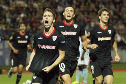 Muniain celebra su gol ante el Slovan de Bratislava.