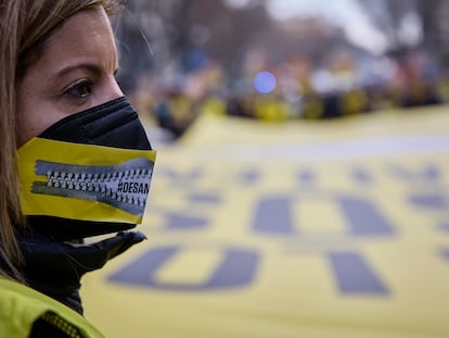 Manifestación de Amnistía Internacional celebrada contra la 'ley mordaza' celebrada el 13 de febrero del año pasado en Madrid.