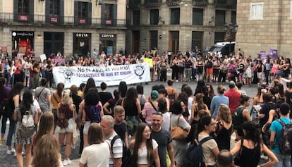 Concentración en contra de la 'manada de Manresa' el pasado día 8 en Barcelona.
