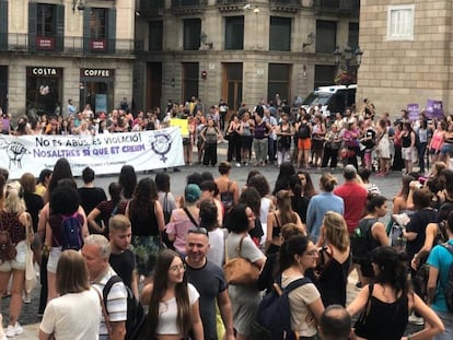 Concentración en contra de la 'manada de Manresa' el pasado día 8 en Barcelona.