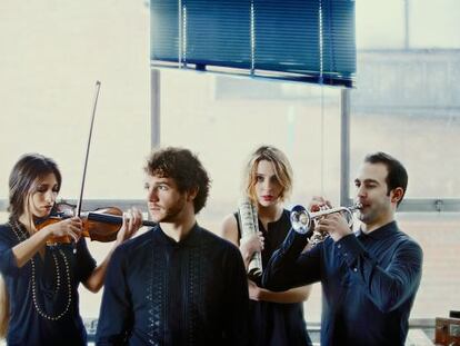 La violinista Leticia Moreno, el director de orquesta Andrés Salado, la pianista Judith Jáuregui y el trompetista Manuel Blanco.