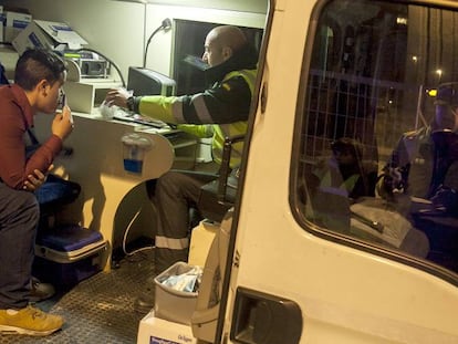 Un control de alcoholemia y drogas en Madrid.