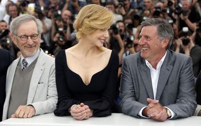 Steven Spielberg, Nicole Kidman y Daniel Auteuil, presidente y miembros del jurado de Cannes. 