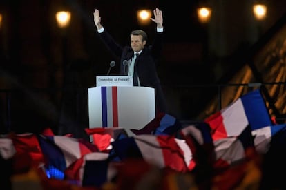 Emmanuel Macron, durante seu discurso de vitória neste domingo.