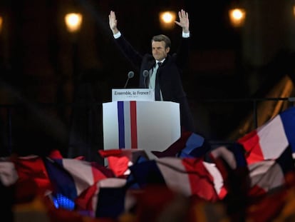 Emmanuel Macron, durante seu discurso de vitória neste domingo.
