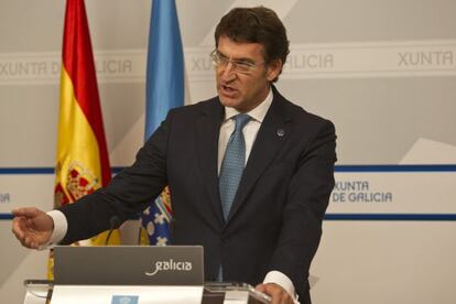 Feijóo durante la rueda de prensa