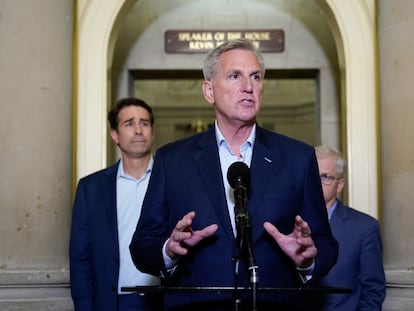 El presidente de la Cámara de Representantes, Kevin McCarthy, este sábado en el Capitolio.